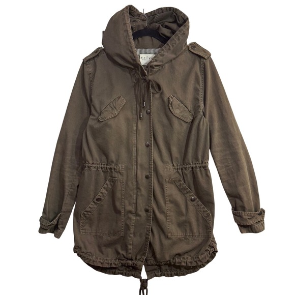 Velvet by Graham Spencer Jackets & Blazers - Velvet Graham Spencer M Olive Green Utility Anorak Jacket Hooded Drawstring Fall